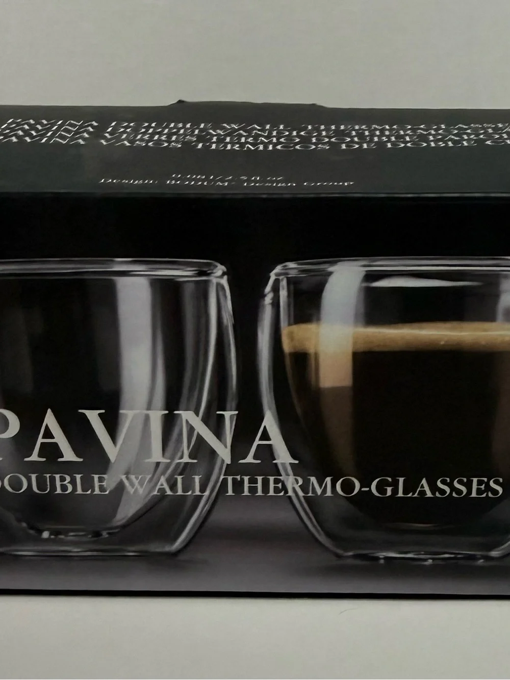 Bodum Clear Double-Wall Pavina Glasses with Espresso Visual